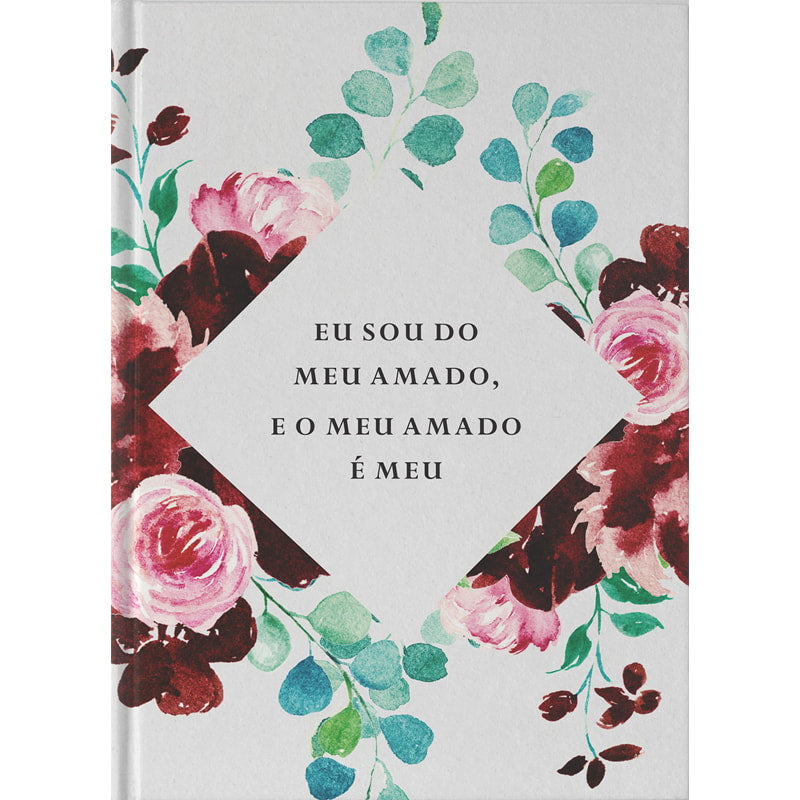 Bíblia Meu Amado NAA Letra Grande, capa dura branca com estampa floral em tons de rosa, verde e bordô. — Plenitude