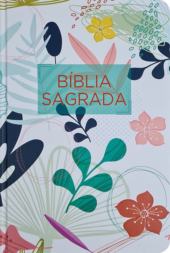 Bíblia Sagrada  | Letra Normal | ARA | Capa Dura Branca Flores