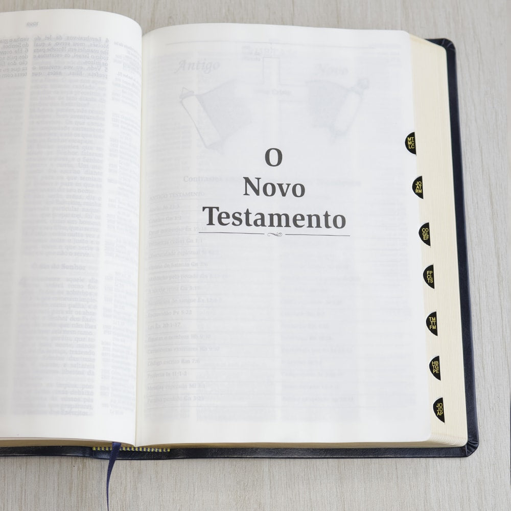 Bíblia Thompson de Estudo | AEC | Letra Grande C/ Índice | Capa Luxo Azul