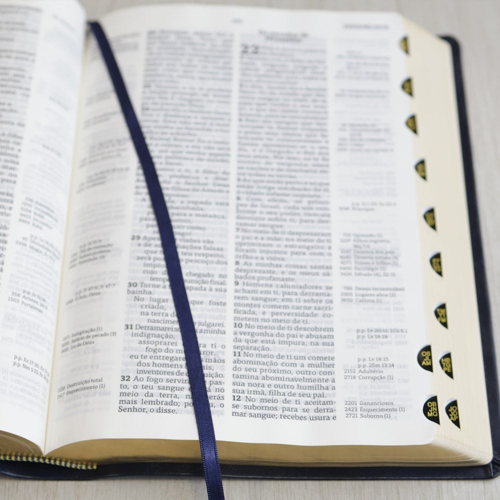Bíblia Thompson de Estudo | AEC | Letra Grande C/ Índice | Capa Luxo Azul