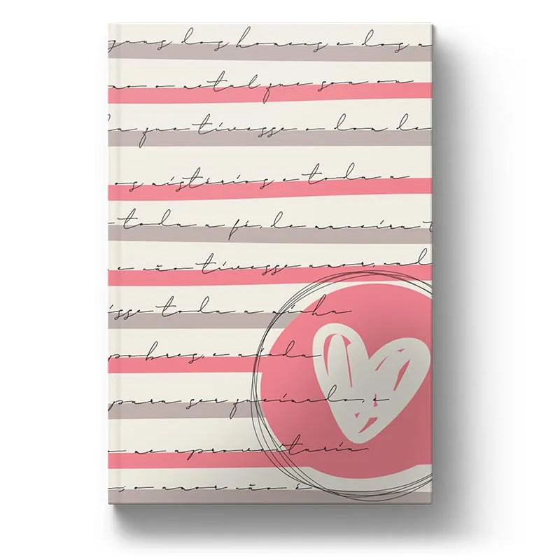 Bíblia Sagrada Coração Rosa Listrado | ARC | Letra Normal | Capa Dura