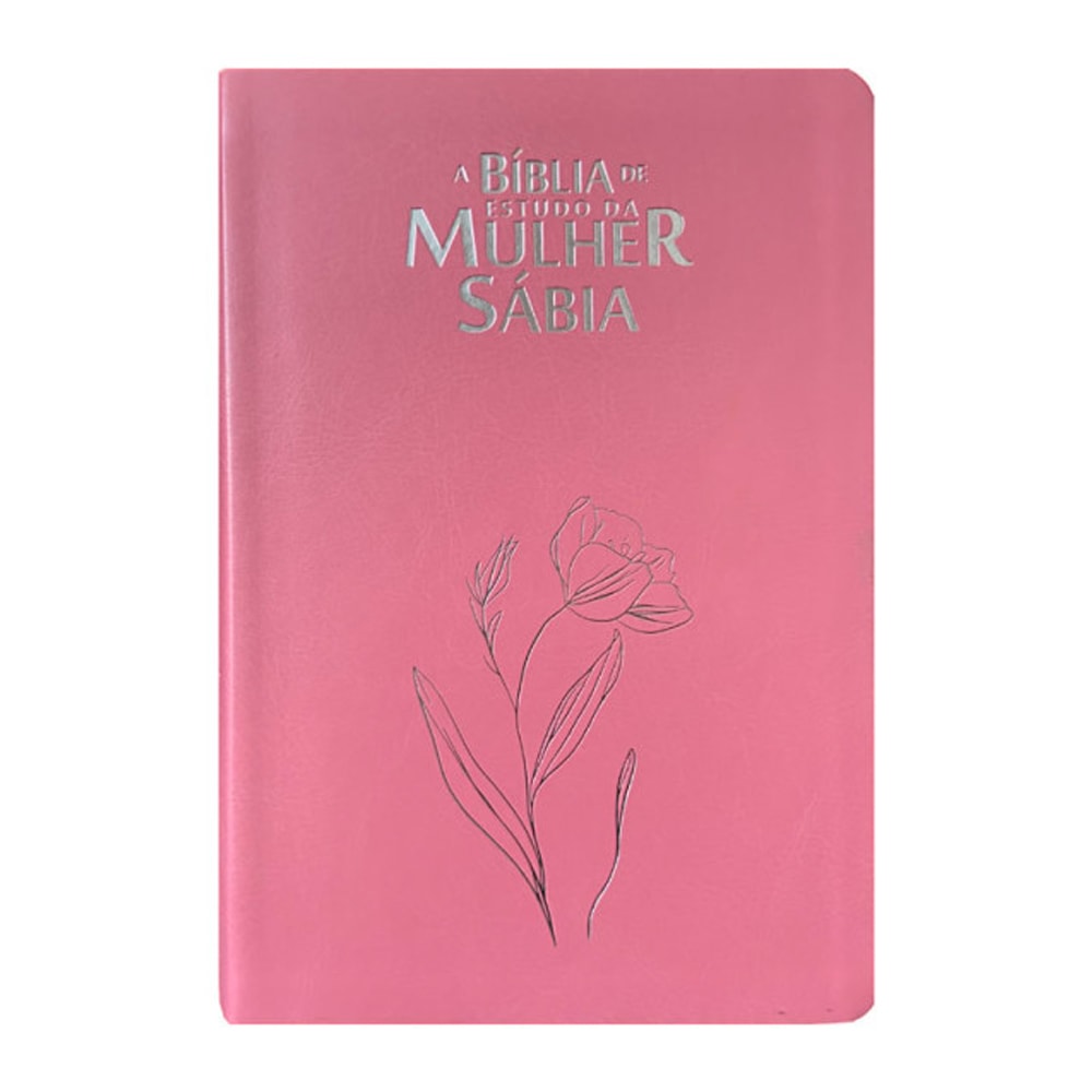 Bíblia de Estudo da Mulher Sábia ARC, capa PU Luxo Magnólia Rosa com flor, letra Hiper Gigante. — Plenitude