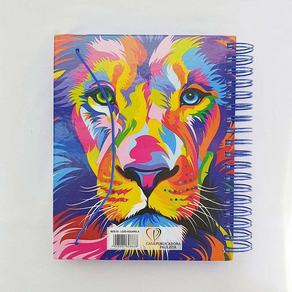 Bíblia com Espaço para Anotações | ARC | Letra Normal | Harpa e Abas | Leão Aquarela Espiral