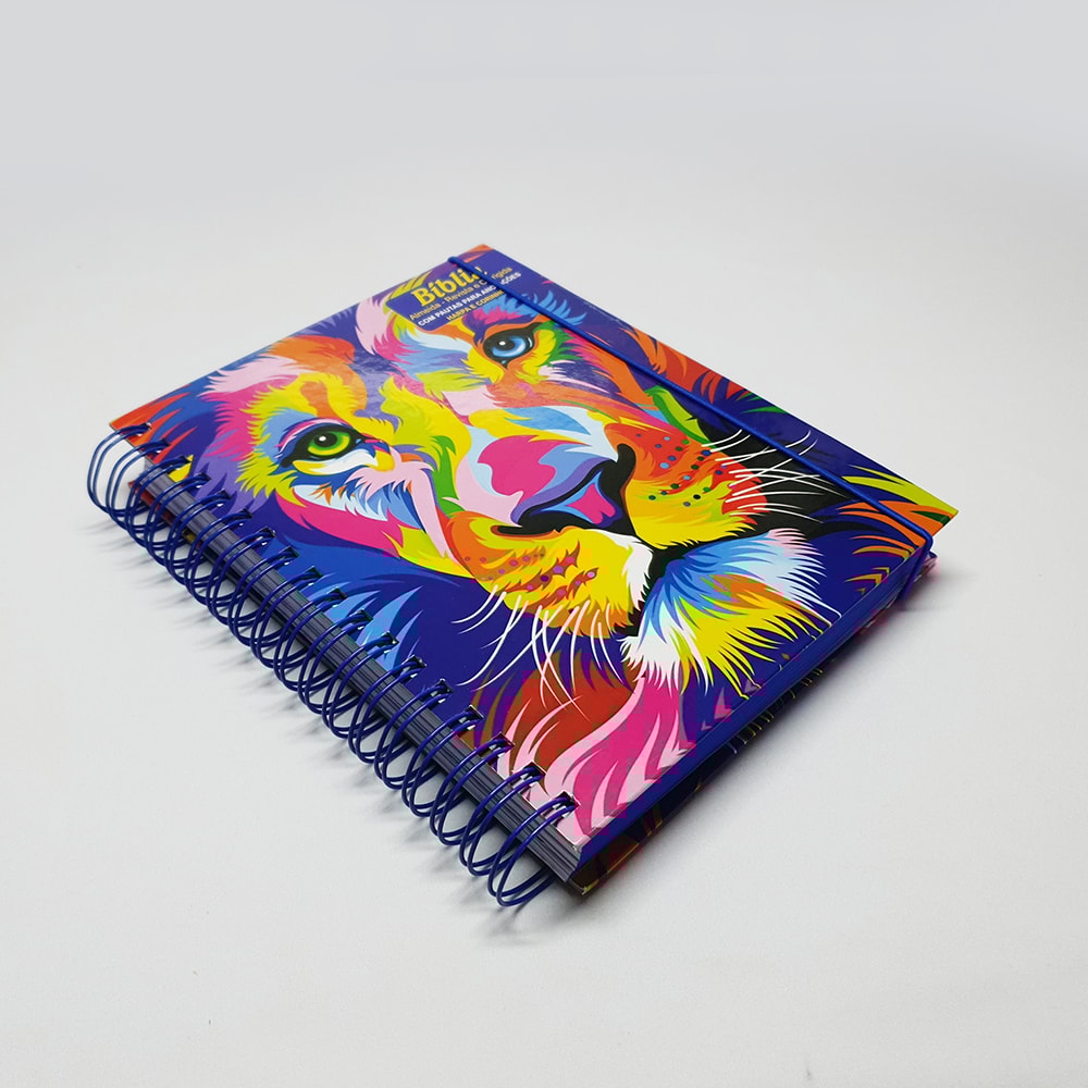 Bíblia com Espaço para Anotações | ARC | Letra Normal | Harpa e Abas | Leão Aquarela Espiral