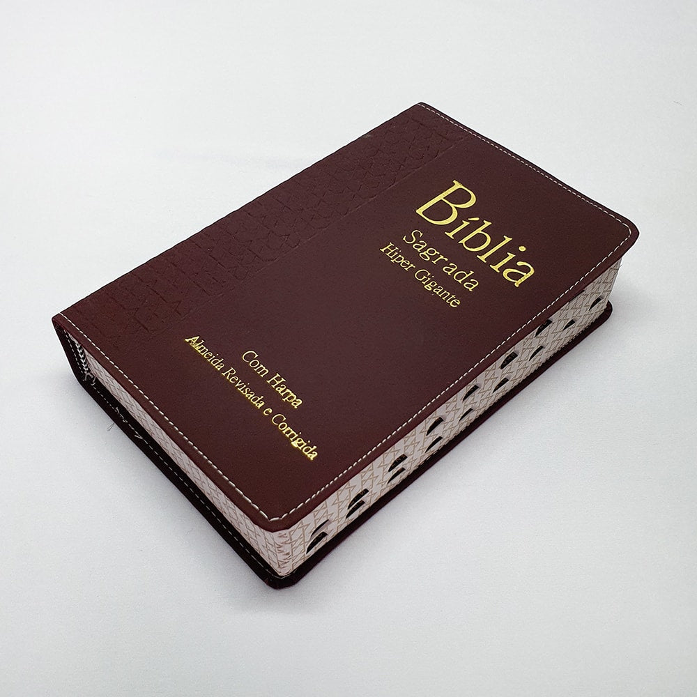 Bíblia Sagrada Harpa Avivada e Corinhos | ARC | Letra Hipergigante | Índice | Luxo Vinho