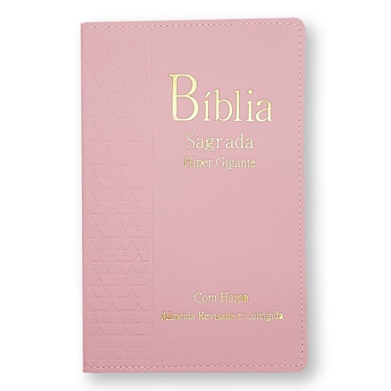 Bíblia Sagrada Harpa Avivada e Corinhos | ARC | Letra Hipergigante | Índice | Luxo Rosa