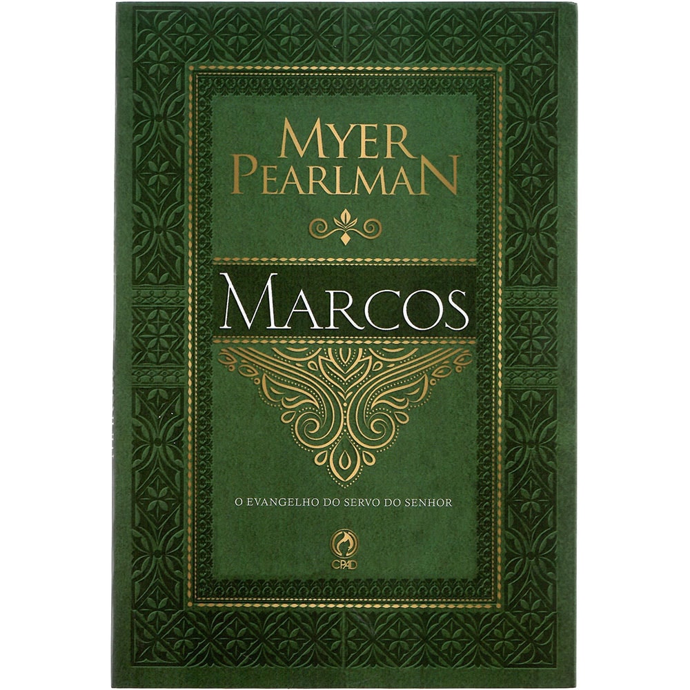 Livro "Comentários Bíblicos de Marcos" de Myer Pearlman, capa verde com detalhes dourados. — Plenitude