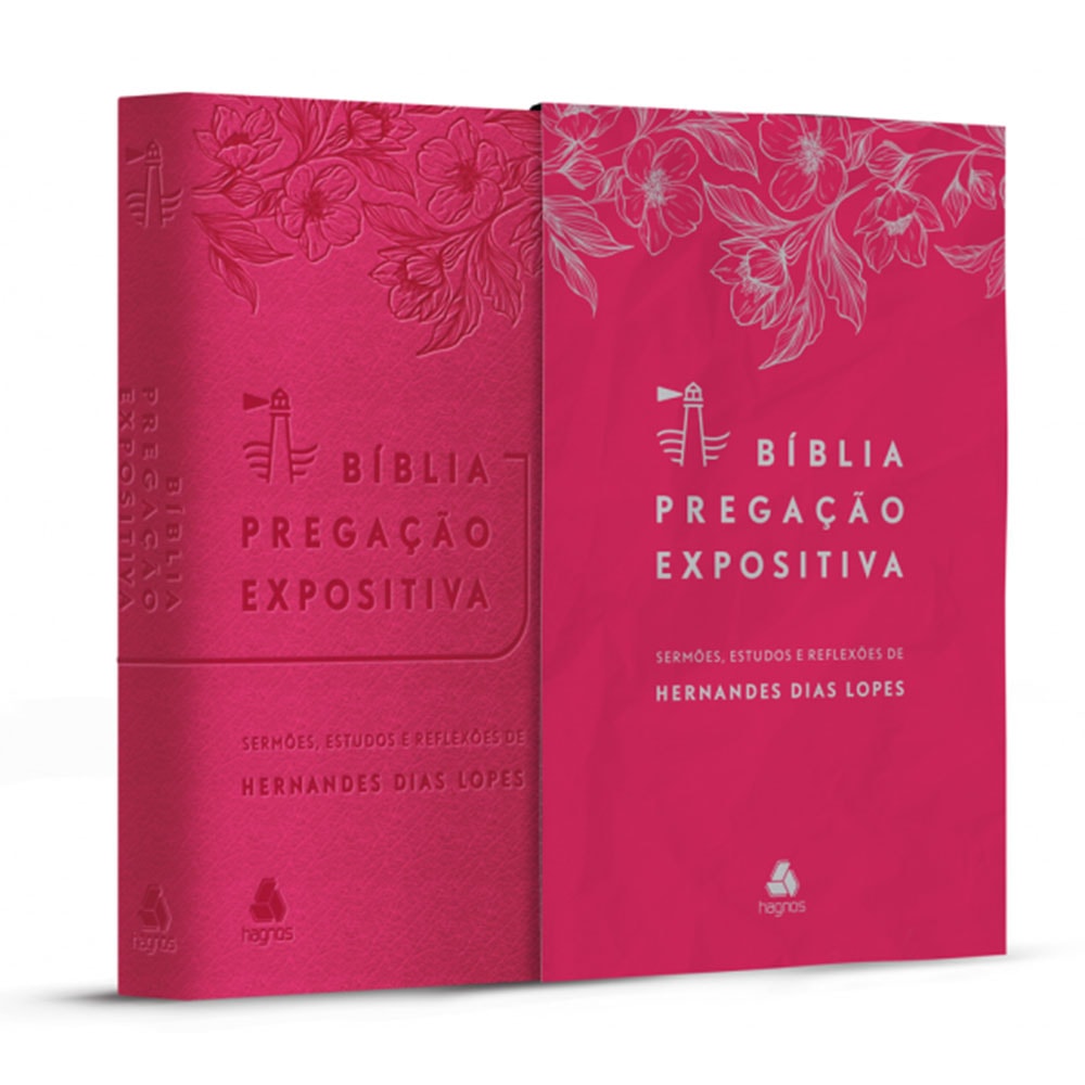 Bíblia Pregação Expositiva ARA, PU Luxo Rosa Flores, Hernandes Dias Lopes. — Plenitude