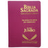 Bíblia Sagrada Harpa Avivada e Corinhos, ARC, Letra Jumbo, capa PU pink com detalhes em dourado e padrão triangular. — Plenitude