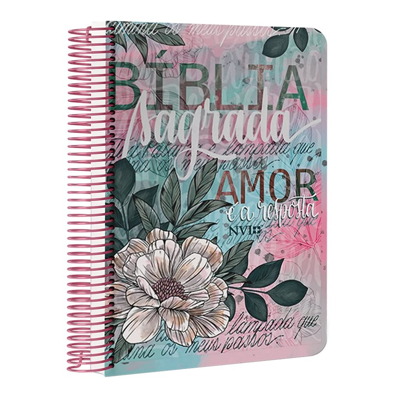 Bíblia Anote Espiral Flor Artística | NVI | Letra Normal | Com Espaço Para Anotações