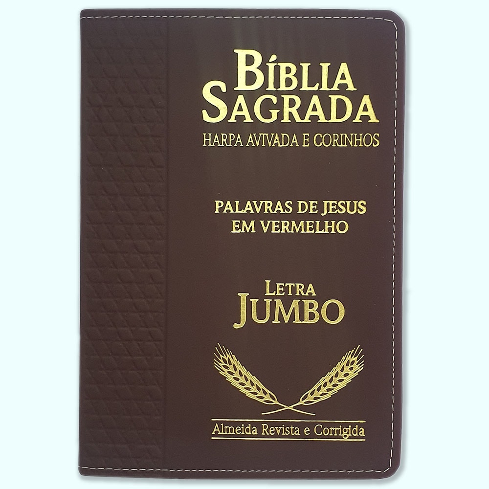 Bíblia Sagrada ARC, capa PU vinho, letra Jumbo, palavras de Jesus em vermelho, Harpa Avivada e Corinhos. — Plenitude