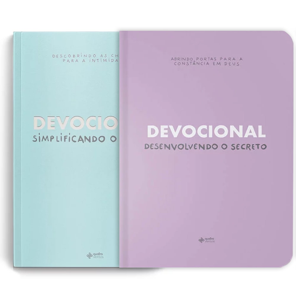 Kit de Devocionais O Secreto Quatro Ventos, com capas nas cores azul claro e lilás. — Plenitude