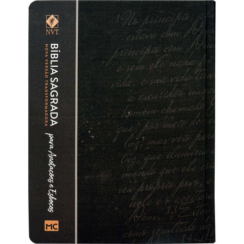 Bíblia Anotações e Esboços Preta | NVT | Letra Grande | Capa Dura