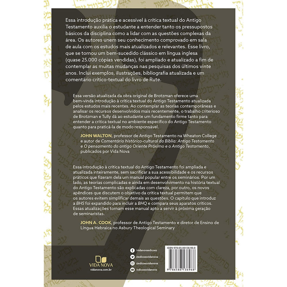 Crítica Textual do Antigo Testamento | Ellis R. Brotzman e Eric J. Tully