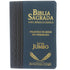 Bíblia Sagrada ARC Letra Jumbo, capa bicolor preta e azul, com Harpa Avivada e Corinhos, Palavras de Jesus em Vermelho — Plenitude
