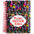 Agenda O Plano Perfeito da Mulher Sábia, Capa Aquilégia, capa preta com flores coloridas. — Plenitude