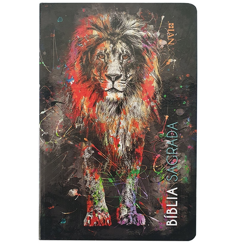 Bíblia Slim Leão Grafite | NVI | Letra Normal | Capa Dura