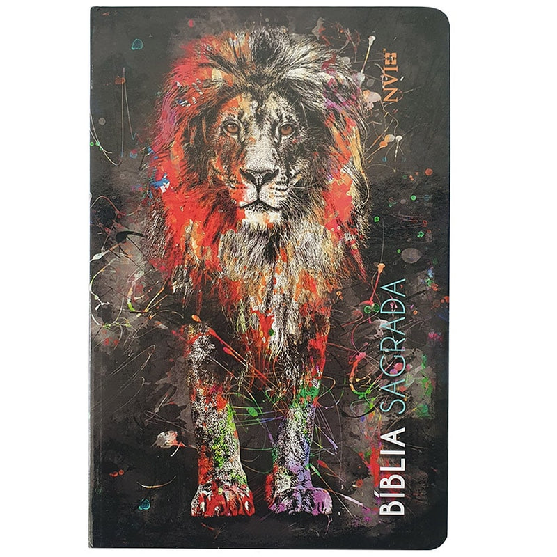 Bíblia Slim Leão Grafite | NVI | Letra Normal | Capa Dura
