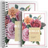 Kit de Bíblias Floral, espiral e capa dura, com estampa de rosas em tons de rosa e laranja. — Plenitude