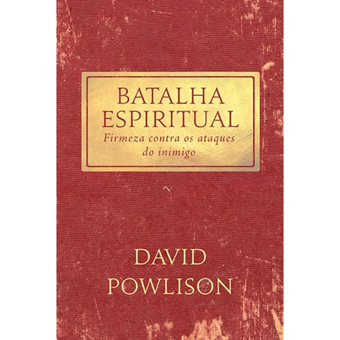 Livro Batalha Espiritual de David Powlison, capa vermelha com título dourado. — Plenitude