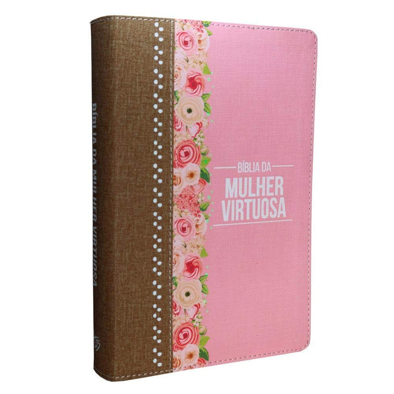 Bíblia da Mulher Virtuosa | ARC | Letra Normal | PU Luxo Rosê
