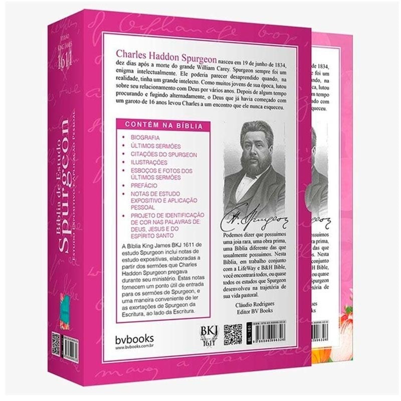 Bíblia de Estudo Spurgeon | King James 1611 | Letra Grande | Luxo | Floral Feminina