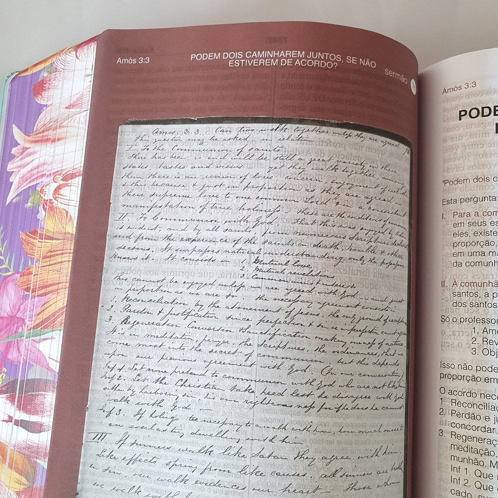 Bíblia de Estudo Spurgeon | King James 1611 | Letra Grande | Luxo | Floral Feminina