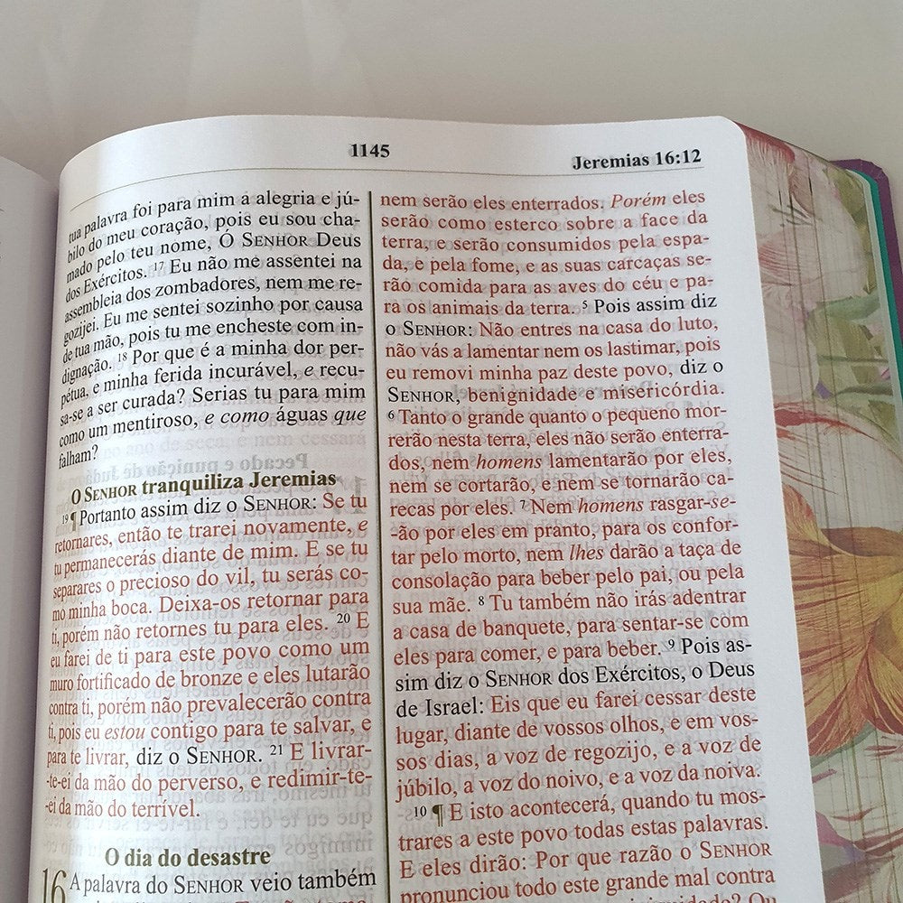 Bíblia de Estudo Spurgeon | King James 1611 | Letra Grande | Luxo | Floral Feminina