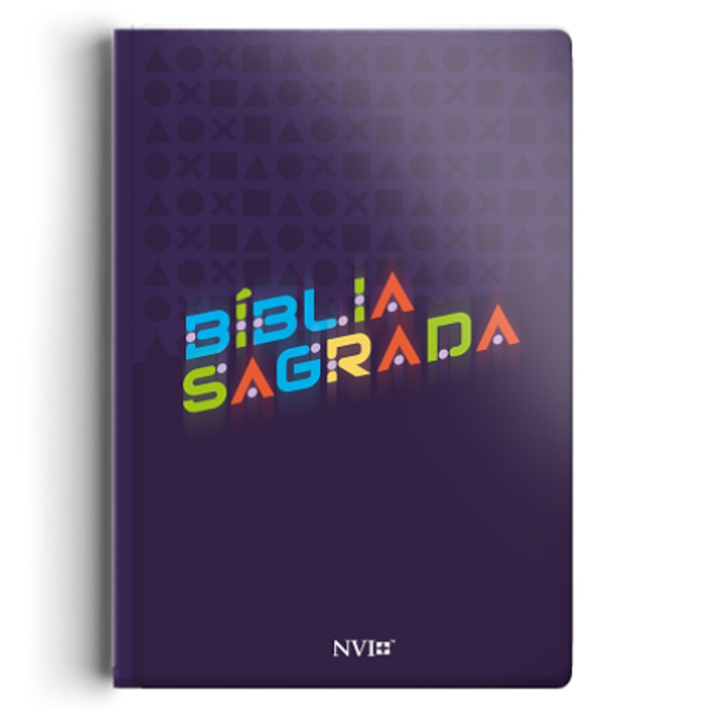 Bíblia Sagrada Slim Color Pop It, NVI, letra maior, capa semi luxo roxa com letras coloridas. — Plenitude