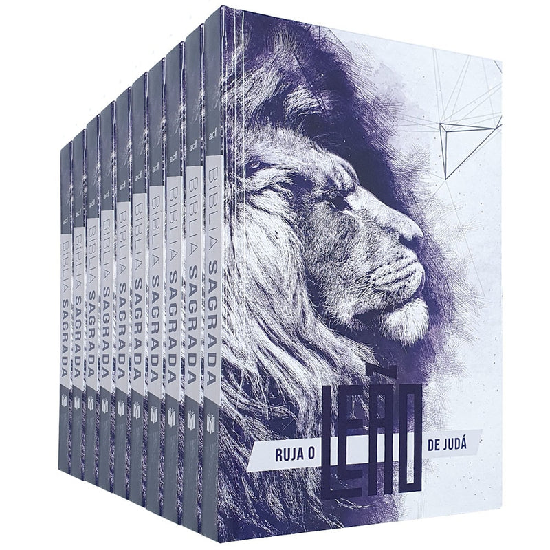 Kit de 10 Bíblias Ruja o Leão | ACF | Letra Normal | Capa Dura