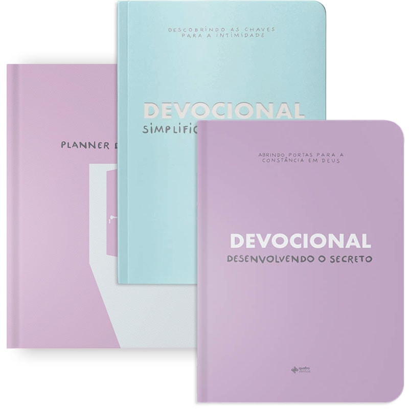 Kit Devocional do Secreto + Planner do Secreto Completo Lilás, com capa lilás e azul claro, com ilustração de fechadura. — Plenitude