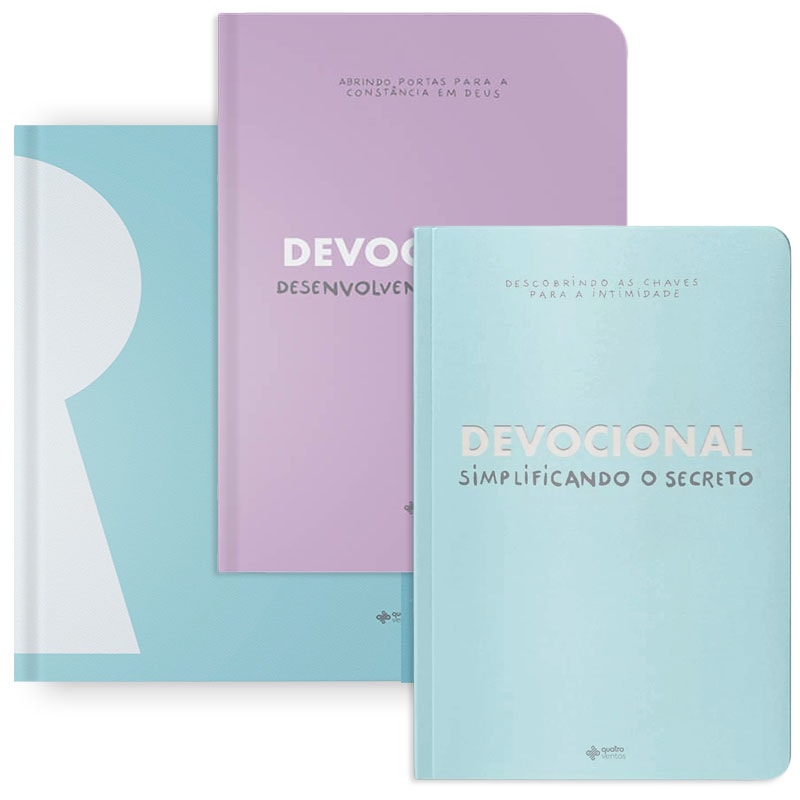 Kit Devocional do Secreto + Planner do Secreto Completo Azul, com capa azul claro e lilás, com ilustração de fechadura. — Plenitude