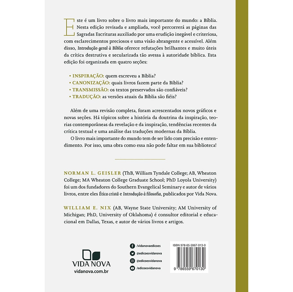 Introducão Geral à Bíblia | Norman L. Geisler e William E. Nix