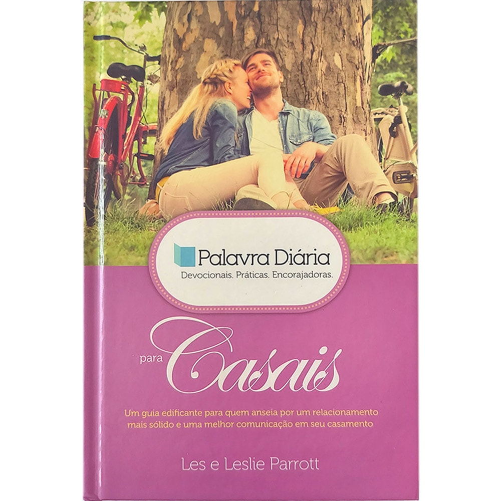 Livro Palavra Diária para Casais, de Les e Leslie Parrott, capa com casal abraçado sob árvore. — Plenitude