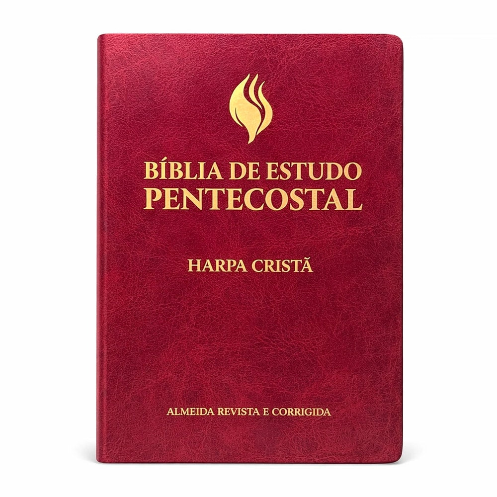 Bíblia de Estudo Pentecostal Média com Harpa Cristã | ARC | Vinho