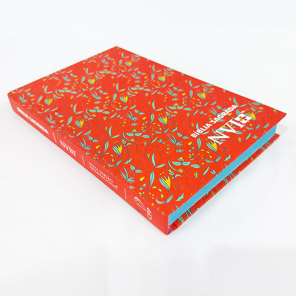 Bíblia Sagrada Slim Floral Salmão | NVI | Letra Normal | Capa Dura