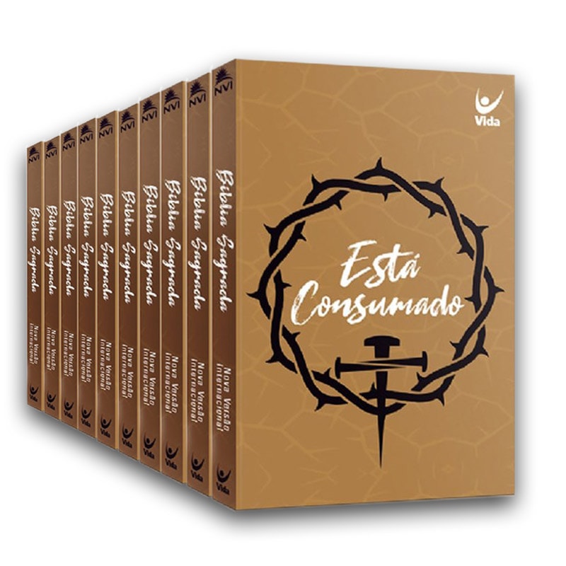 Kit 10 Bíblia NVI, Está Consumado, Capa Brochura. — Plenitude