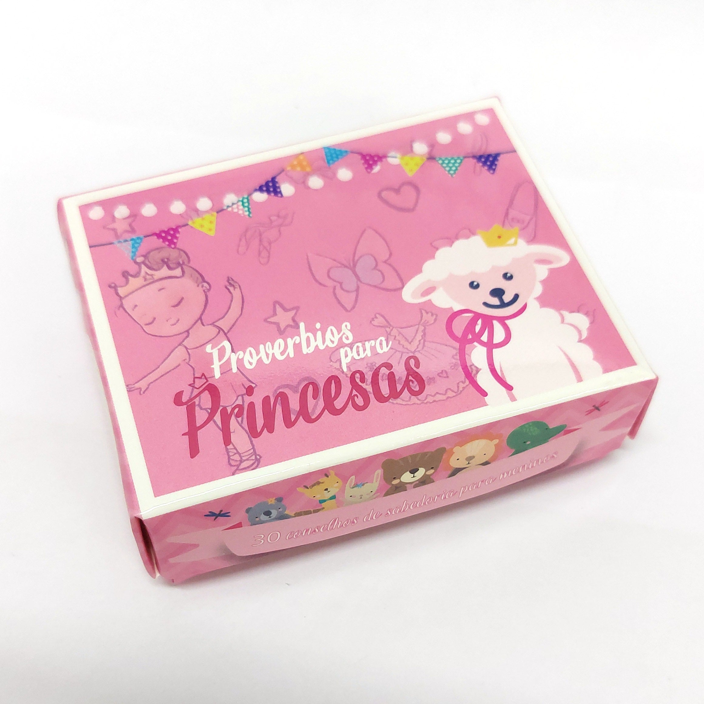 Caixinha de Versículos Diários Provérbios para Princesas, rosa com ovelha e bailarina. — Plenitude