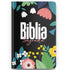 Bíblia Sagrada Jardim Alegre NVI, capa dura preta com ilustrações florais coloridas e título em branco. — Plenitude