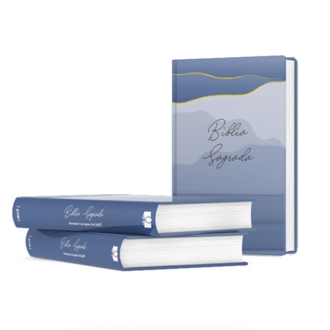 Kit de 10 Bíblias Sagrada Monte Azul, ACF, Letra Maior, Capa Dura. Capa azul com detalhes dourados. — Plenitude