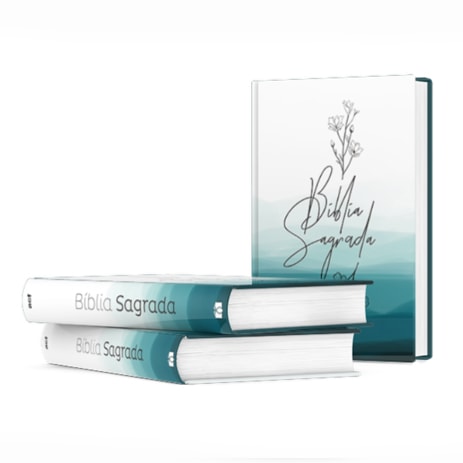 Kit de 10 Bíblias Sagrada Flor Azul Evangelismo, ACF, Letra Maior. Capa branca com flores azuis. — Plenitude