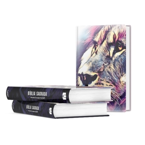 Kit de 10 Bíblias Sagrada Leão Consumado, ACF, Letra Maior, Capa Dura. Capa com leão colorido. — Plenitude