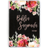 Bíblia Sagrada NVI, capa dura preta com estampa floral em tons de rosa e verde, letra normal. — Plenitude