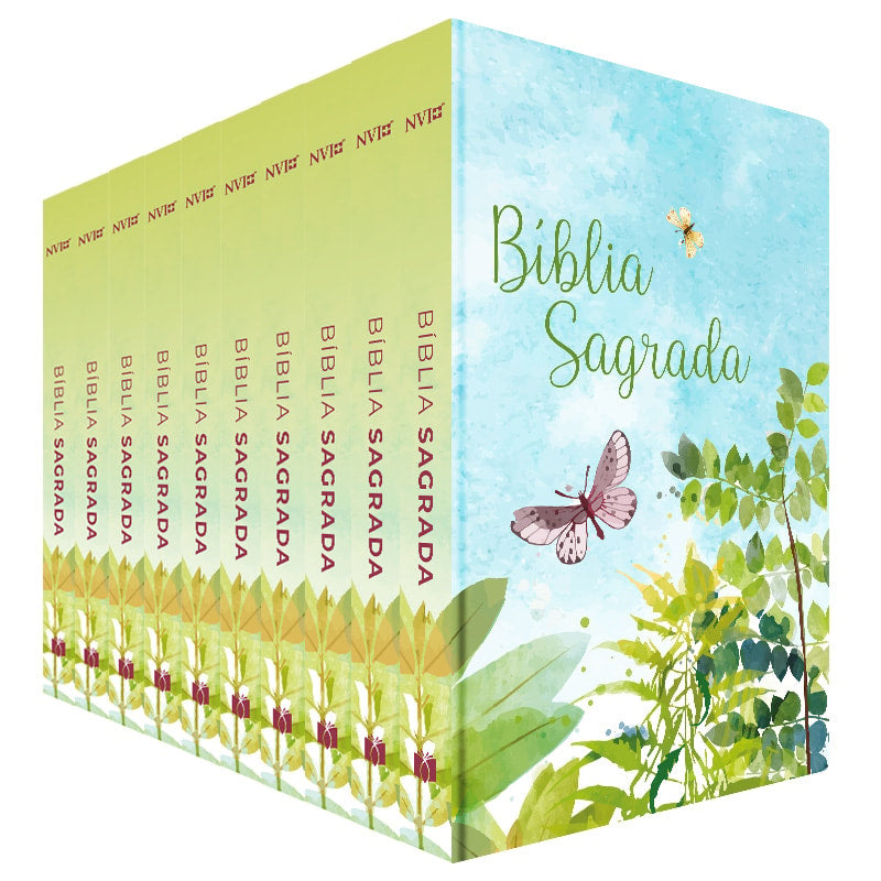 Kit de 10 Bíblia Sagrada Jardim Regado | NVI | Letra Normal | Capa Dura