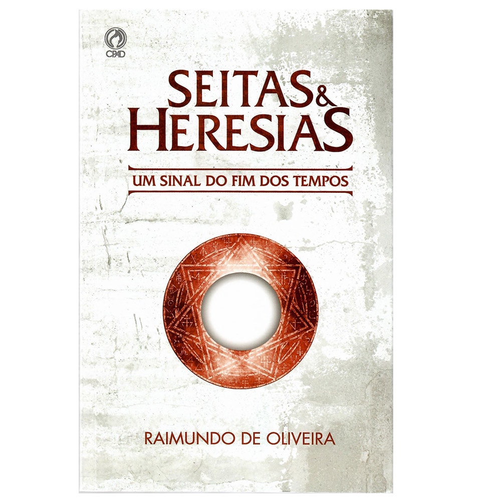 Livro "Seitas e Heresias" de Raimundo de Oliveira, capa branca com círculo vermelho e estrela de Davi. — Plenitude