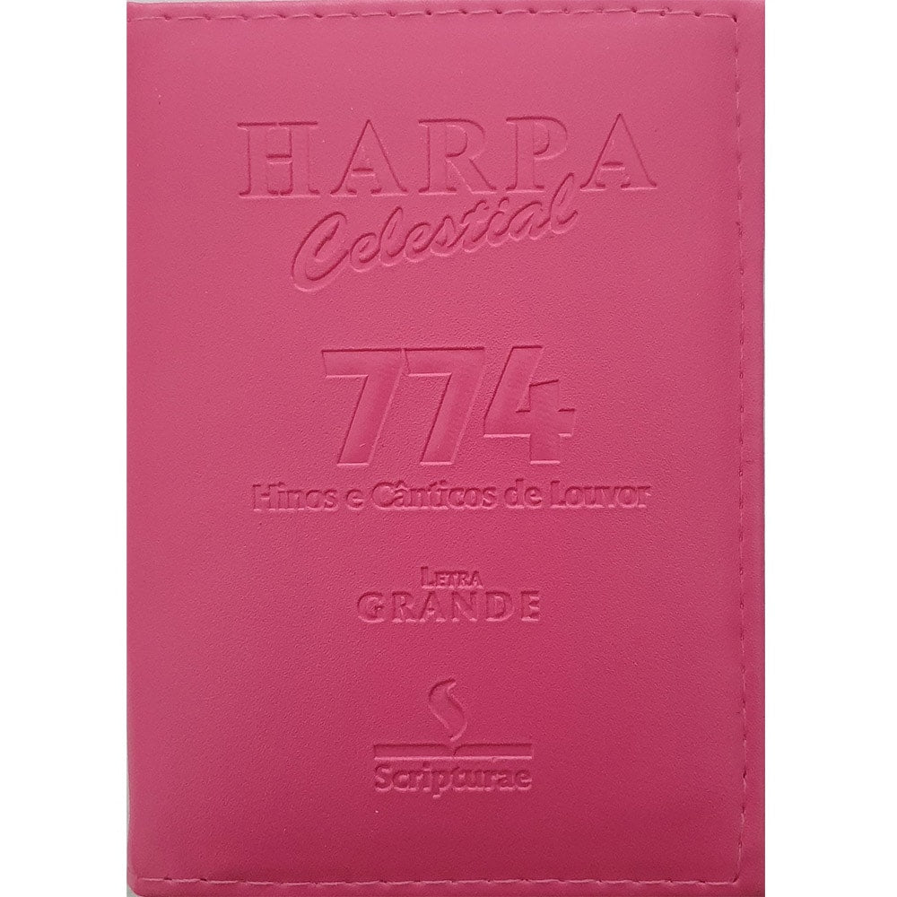Harpa Celestial 774 Letra Grande, capa luxo pink com título e número em relevo. — Plenitude