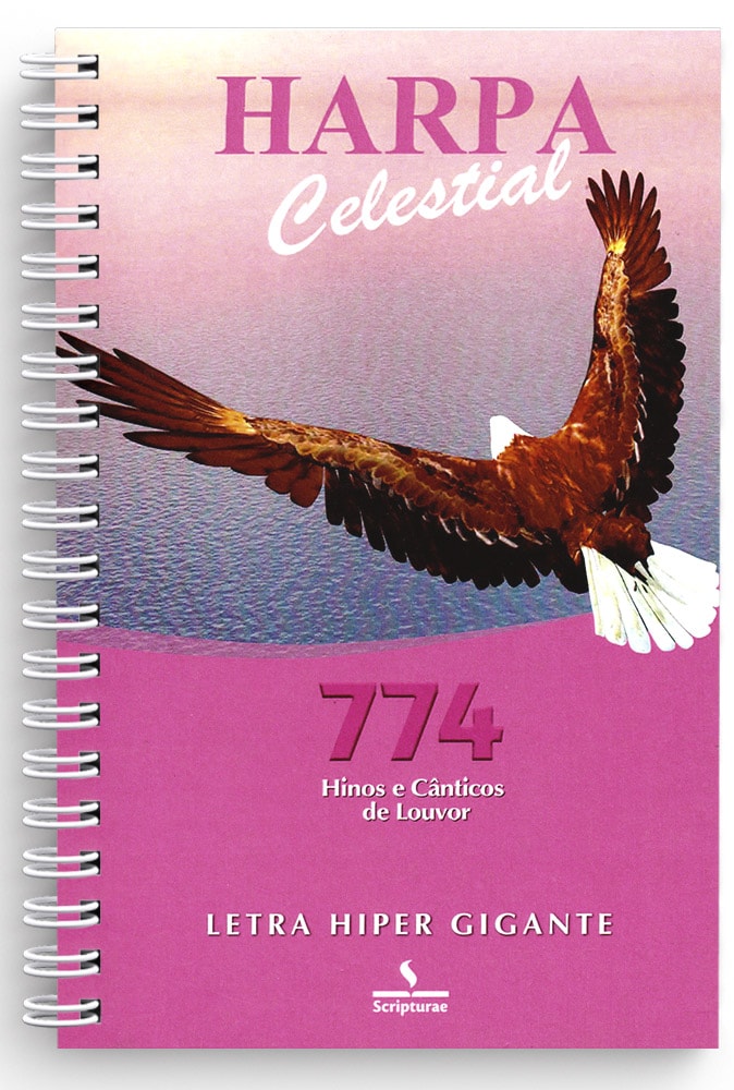 Harpa Celestial 774 Hipergigante, espiral com águia rosa na capa. — Plenitude