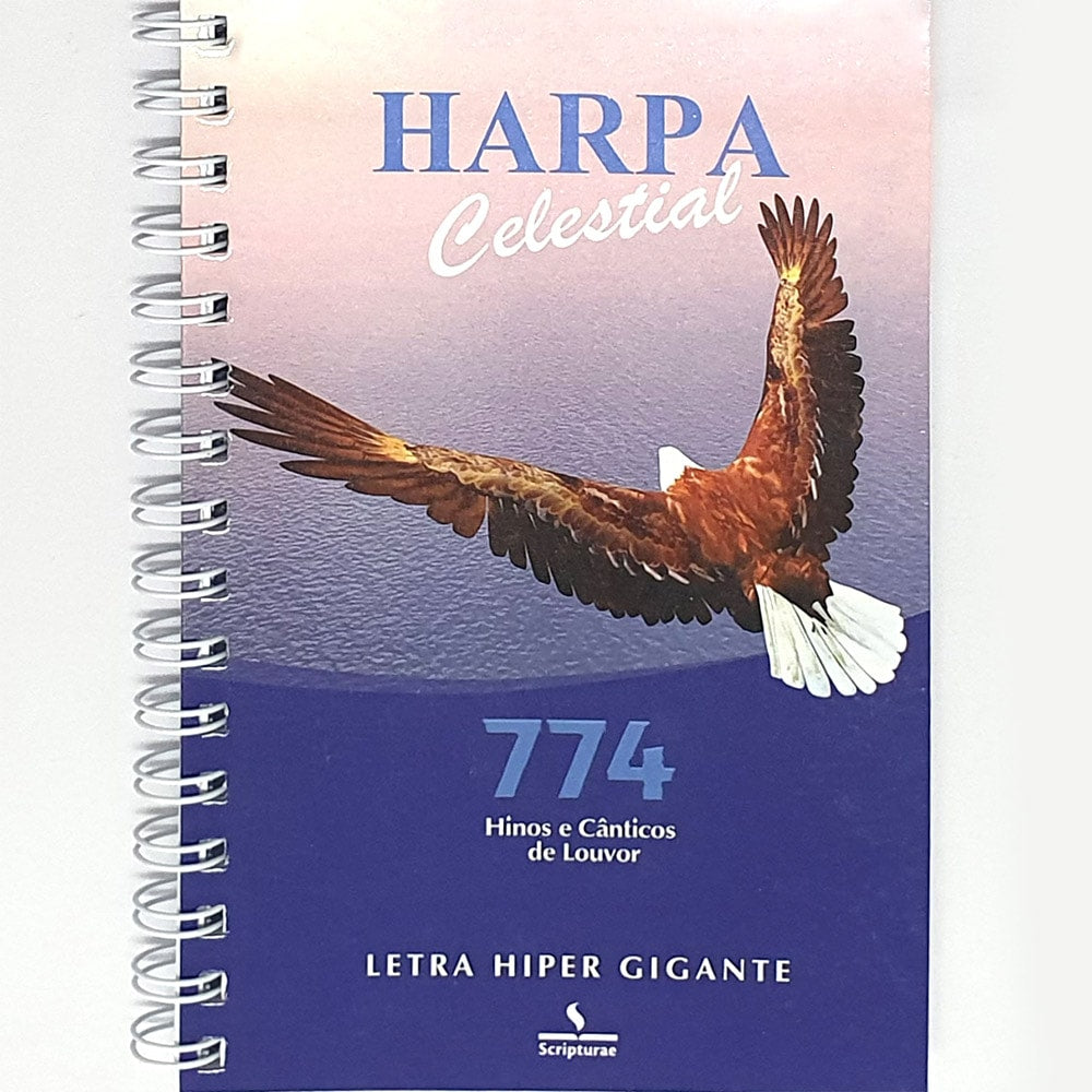 Harpa Celestial 774 Hipergigante, espiral com águia azul na capa. — Plenitude