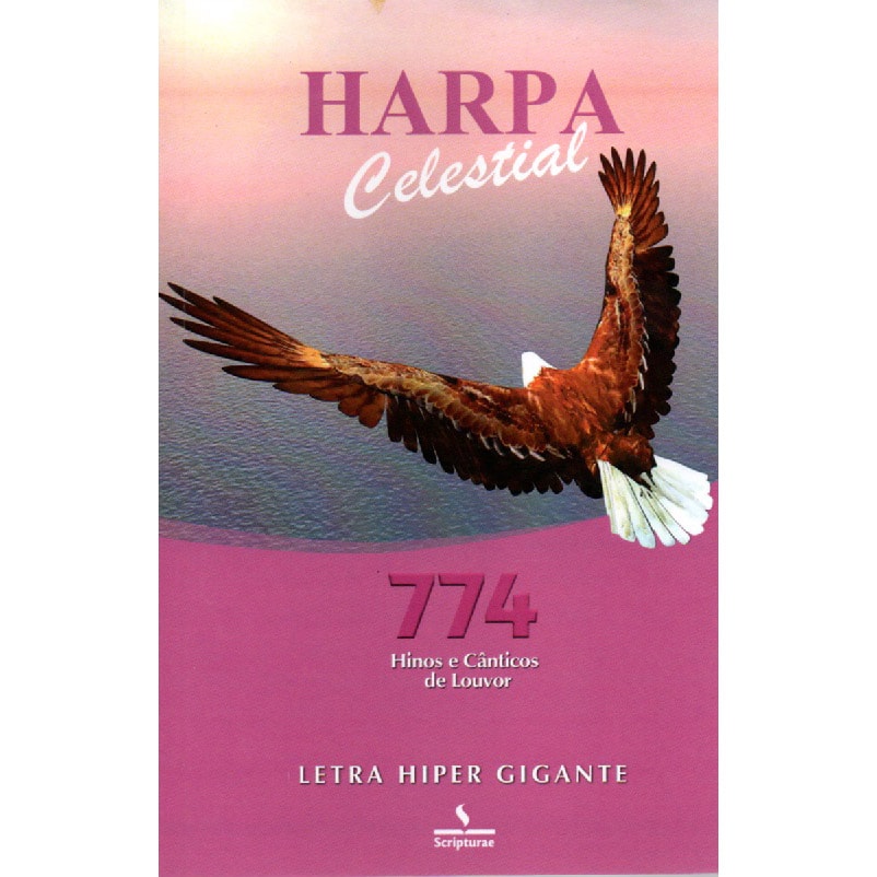 Harpa Celestial 774 Hipergigante Águia Rosa, capa com águia voando sobre o mar e céu em tons de rosa — Plenitude