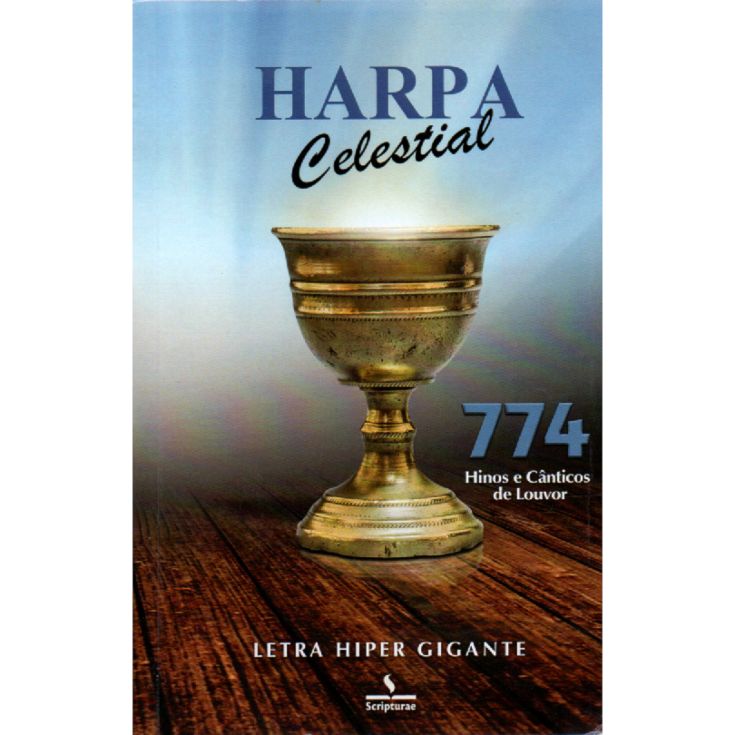 Harpa Celestial 774 Hipergigante Cálice, capa com cálice dourado sobre madeira — Plenitude